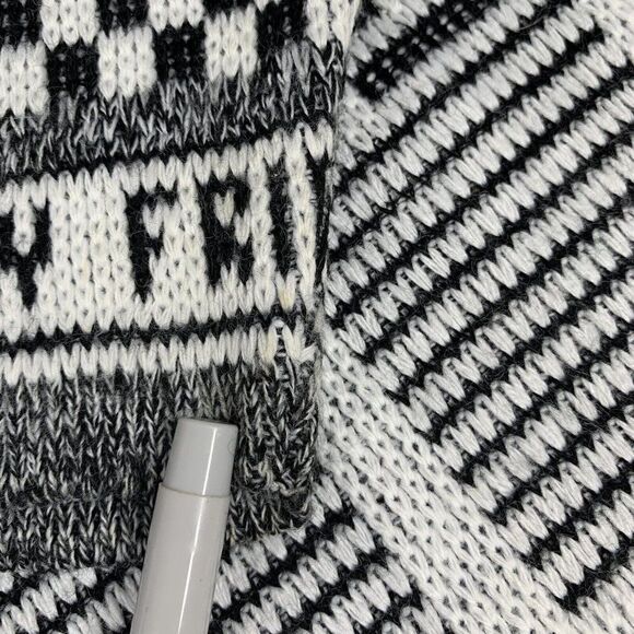 Vintage 80s Adele Boho Knit Sweater Newspaper Print Acrylic Knit Size Medium Rap - Picture 8 of 12